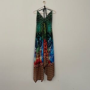 Lovely halter high low Tiered Maxi dress with tassel ties.